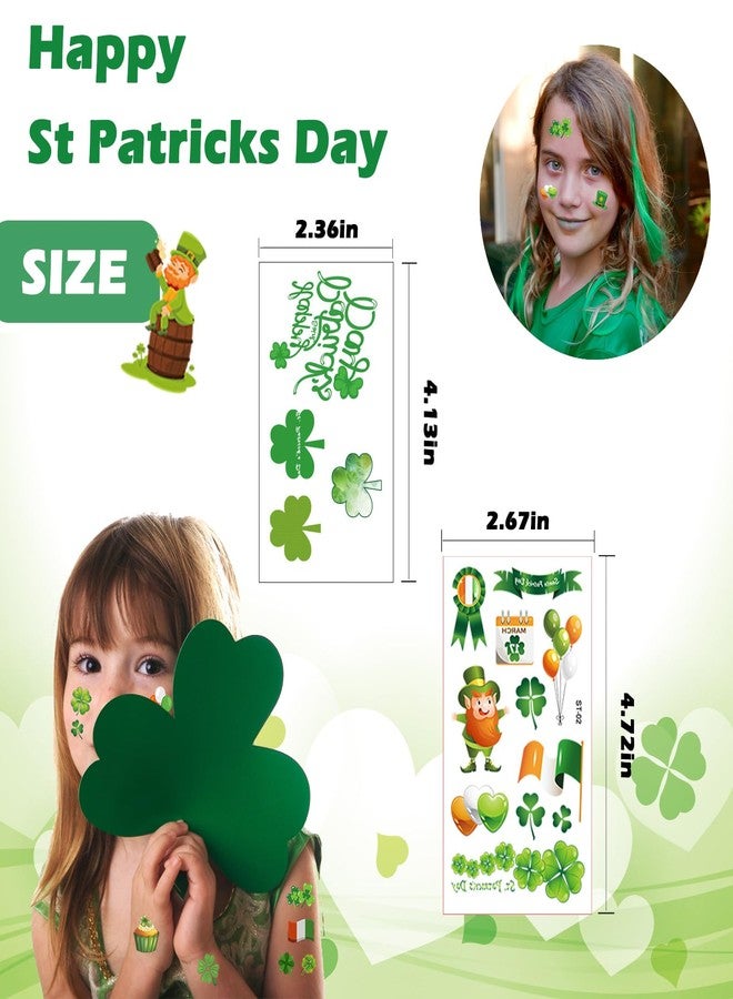 jejucy St Patricks Day Tattoos,16 Unique Sheets Temporary Tattoos St. Patricks Day Accessories, Irish St Patricks Day Decorations Shamrock Gnomes Hats Saint Patricks Day Face Stickers - Image 2