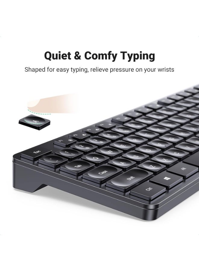 Wireless Keyboard and Mouse Combo,2.4GHz Ergonomic Keyboard Mouse, Compact Silent Cordless Full Size Computer Keyboard, Mouse 5 DPI Levels up to 4000, for Computer, Laptop (Arabic) - Image 4
