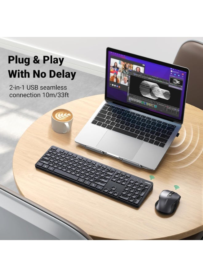 Wireless Keyboard and Mouse Combo,2.4GHz Ergonomic Keyboard Mouse, Compact Silent Cordless Full Size Computer Keyboard, Mouse 5 DPI Levels up to 4000, for Computer, Laptop (Arabic) - Image 2