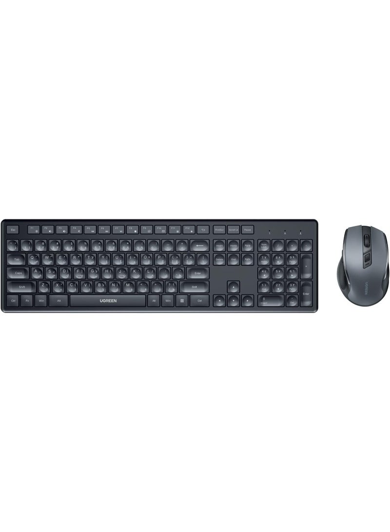 Wireless Keyboard and Mouse Combo,2.4GHz Ergonomic Keyboard Mouse, Compact Silent Cordless Full Size Computer Keyboard, Mouse 5 DPI Levels up to 4000, for Computer, Laptop (Arabic) - Image 1