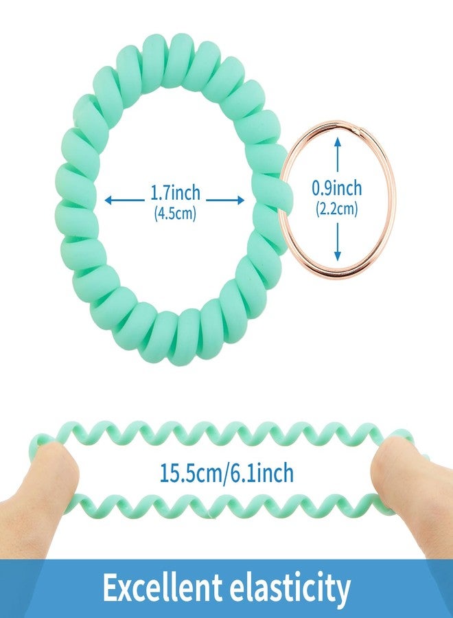 QIUTIMIY 6PCS Spiral Keychain Stretchy Wrist Coil Bracelet Key Chain Colorful Waterproof Wristlet Key Holder for Pool, Sauna, Sports, Gym(RGFR-Matte Light) - Image 3