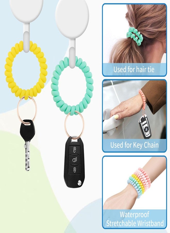 QIUTIMIY 6PCS Spiral Keychain Stretchy Wrist Coil Bracelet Key Chain Colorful Waterproof Wristlet Key Holder for Pool, Sauna, Sports, Gym(RGFR-Matte Light) - Image 4