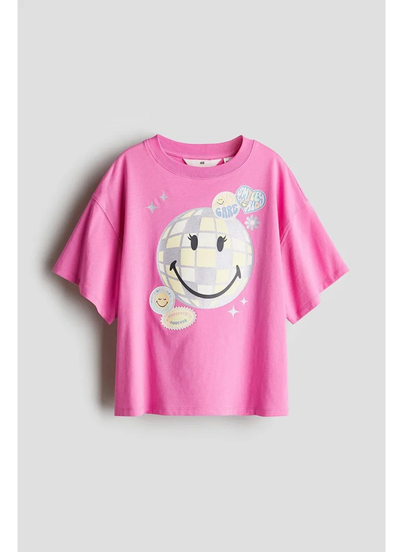 اتش اند ام Printed cotton T-shirt