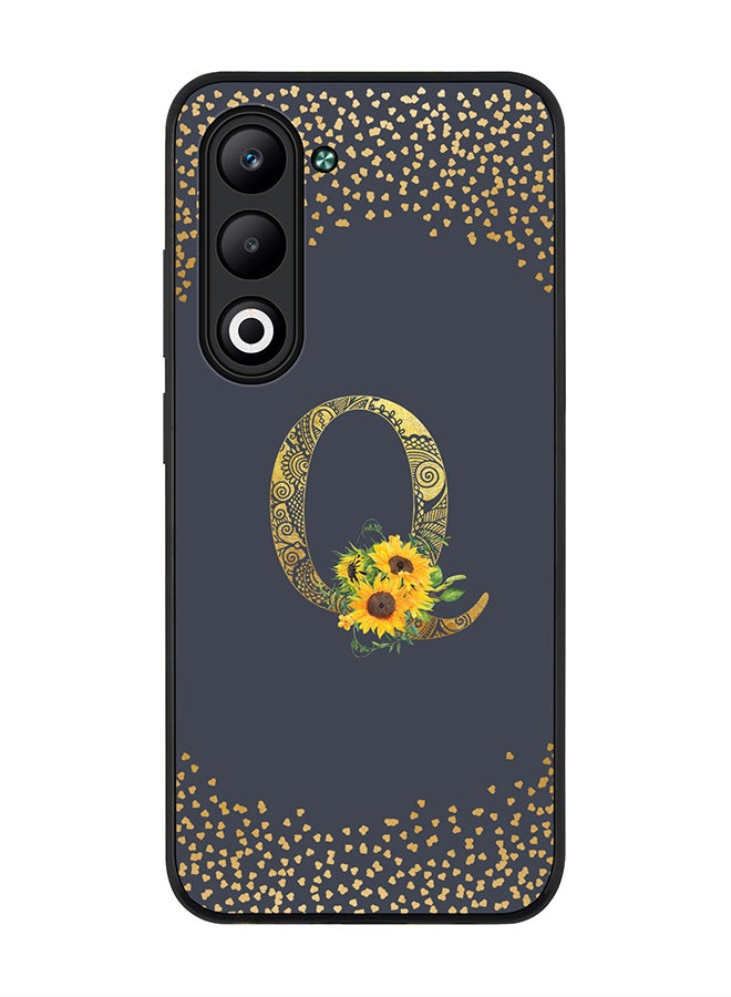 Stylizedd For Oppo A5 5G / A5 4G Case,Slim fit Camera Protection, Shockproof Thin Phone cover  - Custom Floral Monogram - Q  (Grey )