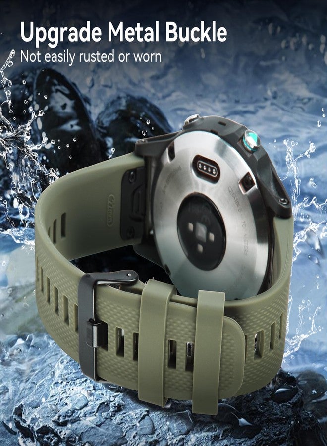 اسيون سوار aceyoon مقاس 22 مم متوافق مع ساعات Garmin Fenix 7/7 Pro/6/6 Pro/5/5 Plus، أساور رياضية سيليكونية سريعة التركيب لساعات Garmin Instinct/Forerunner 935 945/Approach S60 S62/Descent G1 (أسود/أخضر عسكري) - Image 2