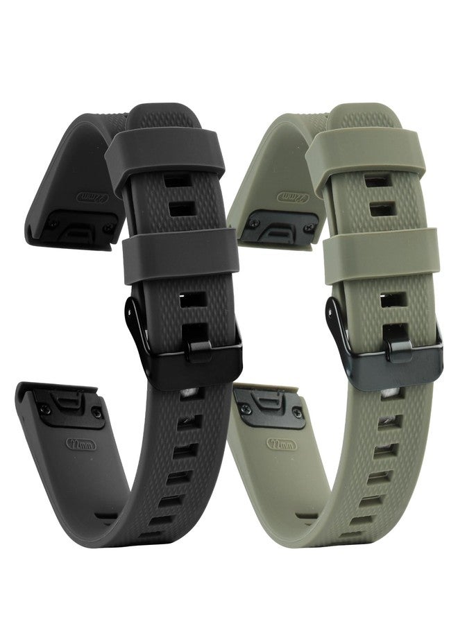 اسيون سوار aceyoon مقاس 22 مم متوافق مع ساعات Garmin Fenix 7/7 Pro/6/6 Pro/5/5 Plus، أساور رياضية سيليكونية سريعة التركيب لساعات Garmin Instinct/Forerunner 935 945/Approach S60 S62/Descent G1 (أسود/أخضر عسكري) - Image 1