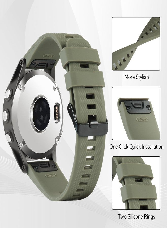 اسيون سوار aceyoon مقاس 22 مم متوافق مع ساعات Garmin Fenix 7/7 Pro/6/6 Pro/5/5 Plus، أساور رياضية سيليكونية سريعة التركيب لساعات Garmin Instinct/Forerunner 935 945/Approach S60 S62/Descent G1 (أسود/أخضر عسكري) - Image 3