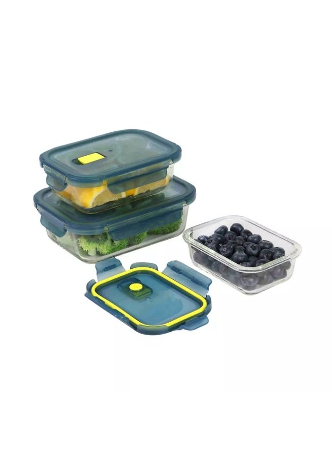 Fukuro Yoki Glass Container Set 3's Rectangle - Lemon Edition (370ml + 640ml + 1,040ml) - Image 3