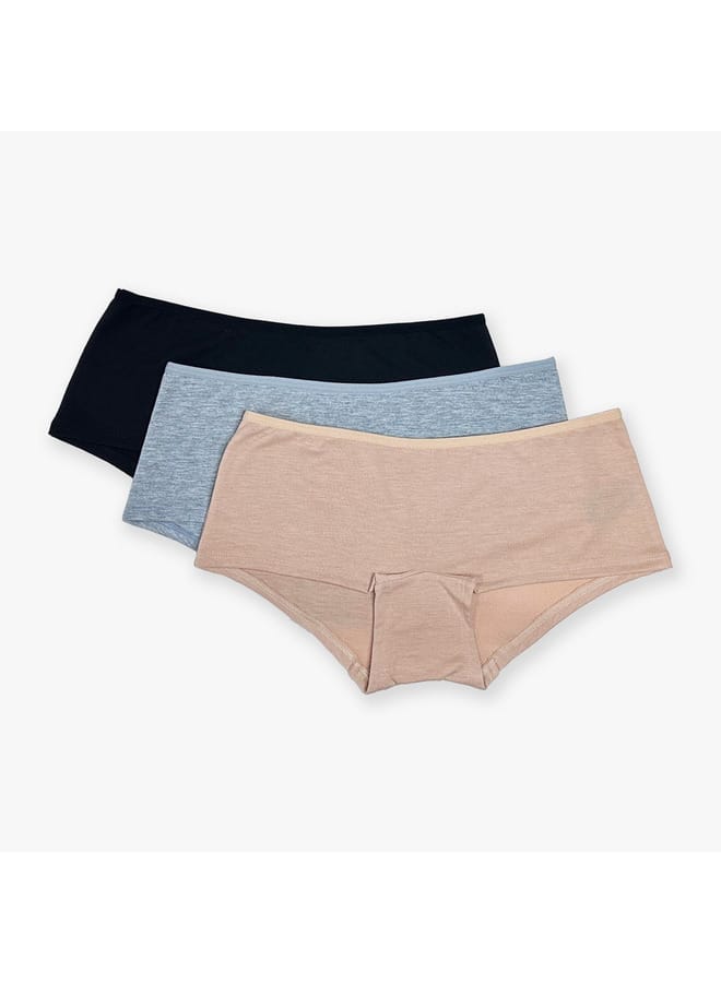 Aadaraya Set of 3 - Aadaraya Solid Hipster Briefs with Elasticated Waistband  - Image 2