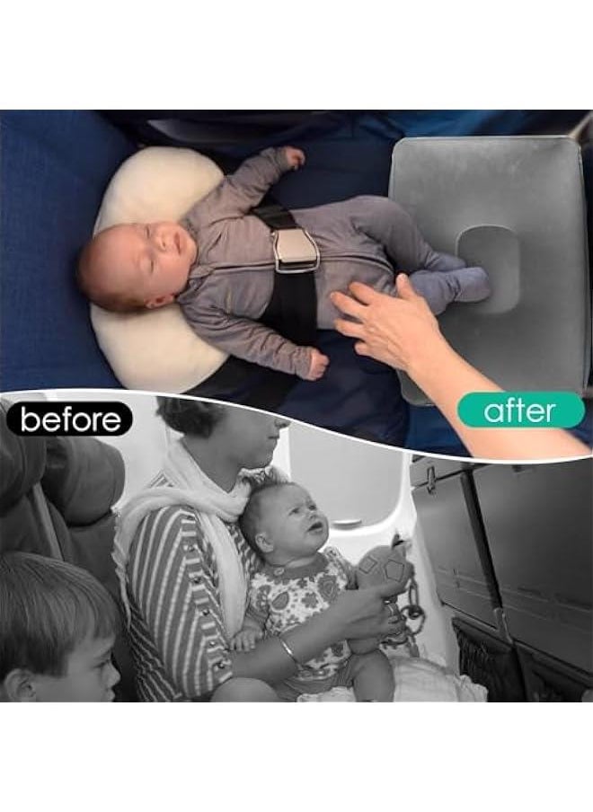 Inflatable Travel Foot Rest Pillow - Inflatable Toddler Bed on Air with Adjustable Height Inflatable Leg Pillow for Long-Range Flight, Must-Have Item for Airplane, Train, SUV