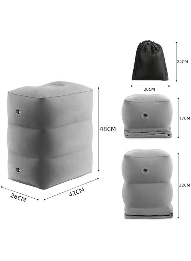 Inflatable Travel Foot Rest Pillow - Inflatable Toddler Bed on Air with Adjustable Height Inflatable Leg Pillow for Long-Range Flight, Must-Have Item for Airplane, Train, SUV