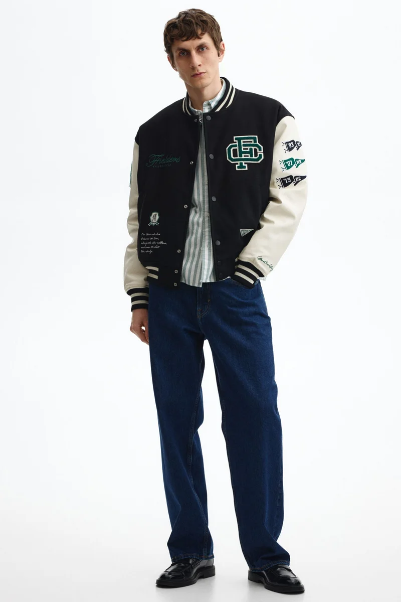 اتش اند ام جاكيت بيسبول مزخرف