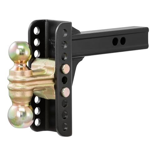 CURT 45900 Adjustable Trailer Hitch Ball Mount, 2-Inch Receiver, 6-Inch Drop, 2 and 2-5/16-Inch Balls, 14,000 lbs , Black - Image 1