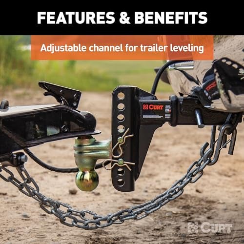 CURT 45900 Adjustable Trailer Hitch Ball Mount, 2-Inch Receiver, 6-Inch Drop, 2 and 2-5/16-Inch Balls, 14,000 lbs , Black - Image 4