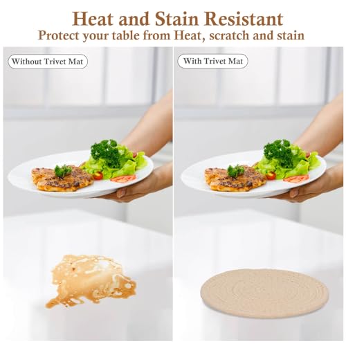 Billbotk 7" Trivets for Hot Dishes, Hot pots and Pans, 4 Heat Resistant Hot Pads, Pot Holders for Kitchen, Home Essentials for New Home and Farmhouse Decor, Fall Decorations for Home(Brown) - Image 5