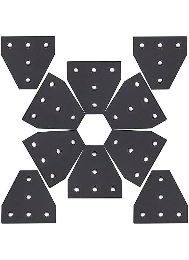 Generic 10pcs Black 2020 Series Corner Bracket Plate 5 Hole L Shape Joint Plates for Slot 6mm 20S Aluminum Rail Accessories (10PCS T Shape Without Screws and Nuts)  - Image 1