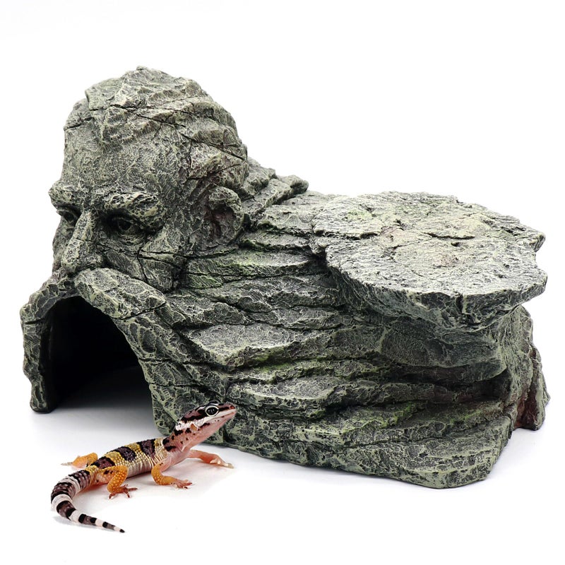 relaqcc Reptile Rock Basking Platform, Gecko Hide Cave Hiding Place, Snake Cave and Hides for Reptiles, Amphibians, and Small Animals, Lizards - Image 1