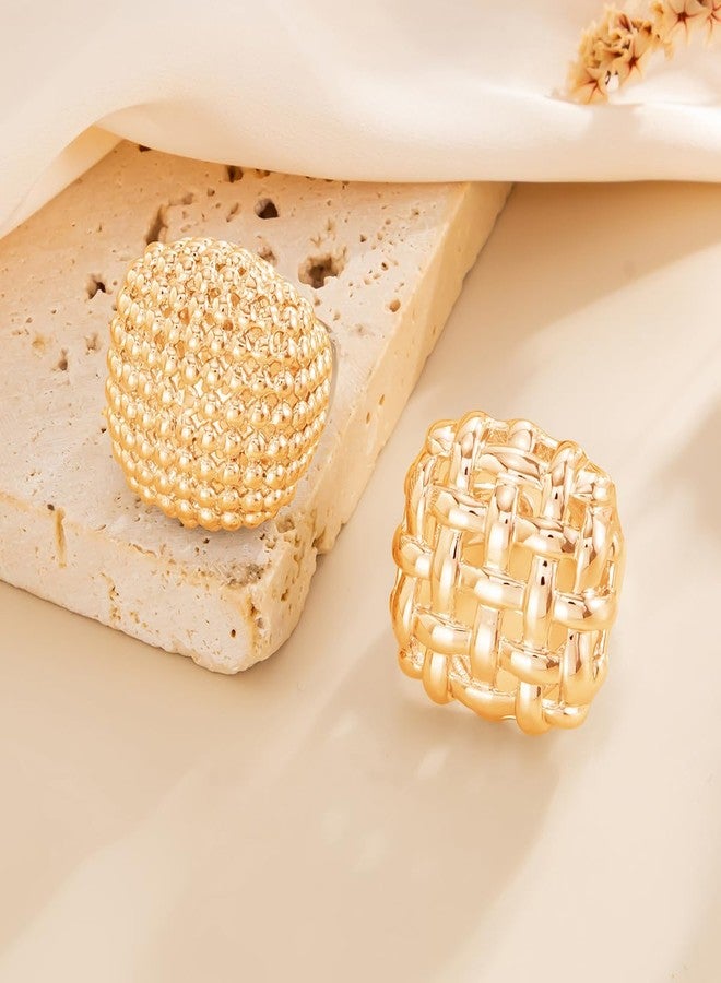MIFYNN Chunky Gold Rings for Women Non Tarnish Thick Gold Knuckle Thumb Finger Nugget Ring Birthday Valentine's Day Gifts for Girlfriend Wife - Image 4