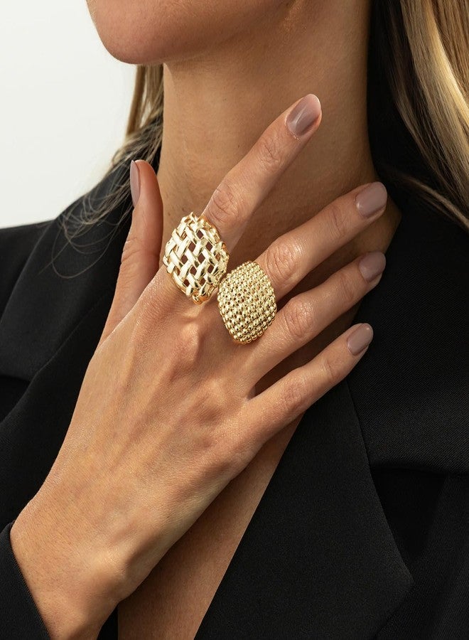 MIFYNN Chunky Gold Rings for Women Non Tarnish Thick Gold Knuckle Thumb Finger Nugget Ring Birthday Valentine's Day Gifts for Girlfriend Wife - Image 2