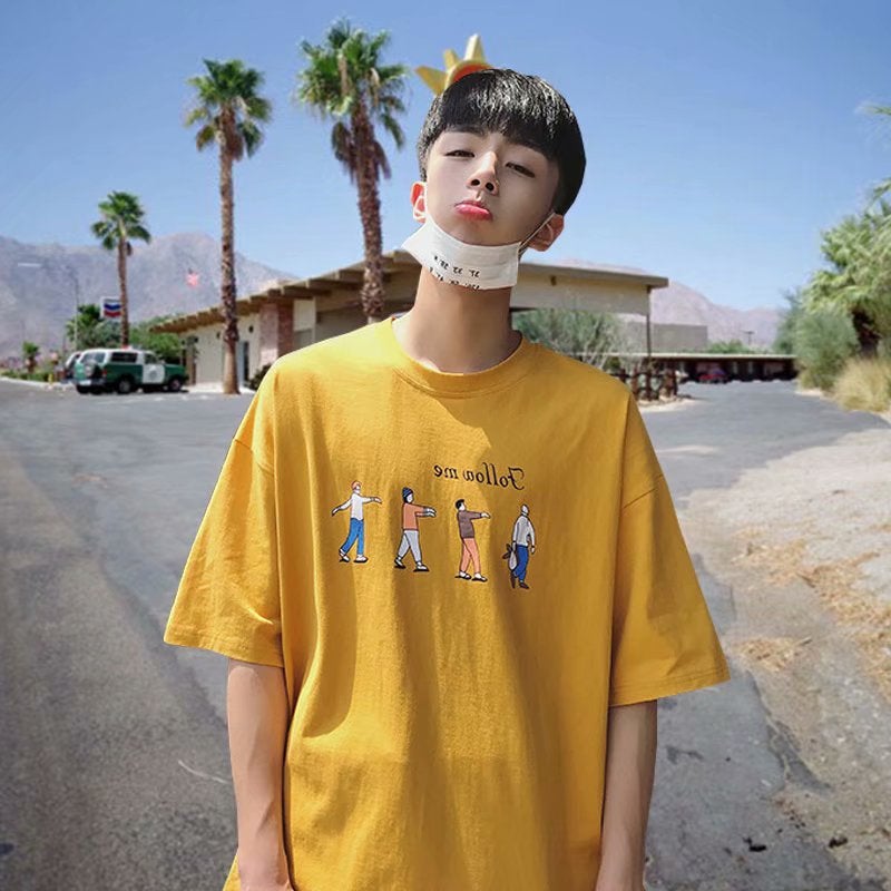 New short sleeve T-shirt men's round neck loose summer T-shirt Korean trend half sleeve fashion fashion brand five sleeve wholesale - Image 5