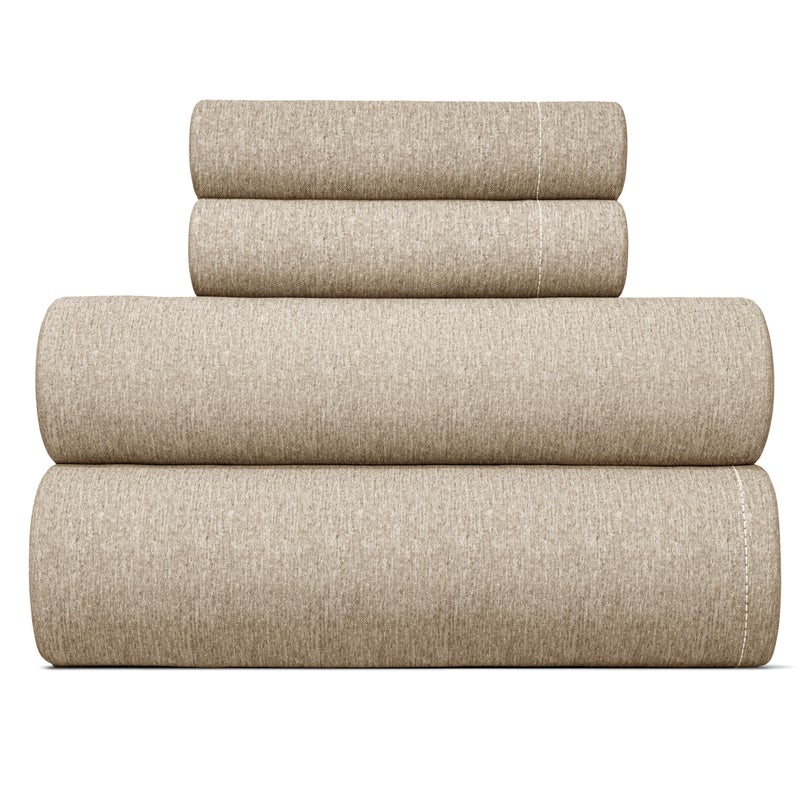 CGK Unlimited Queen Size 4 Piece Sheet Set  Breathable  Cooling Bed Sheets Set  Hotel Luxury Bedding for Women Men Kids  Teens  Deep Pockets EasyFit Soft  Wrinkle Free  OekoTex  Beige Heathered Sheets 