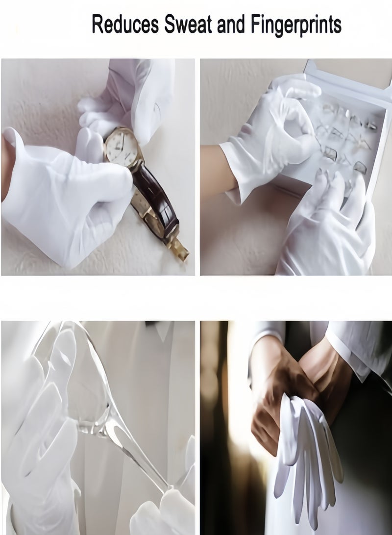 كيفن 12 زوجًا من القفازات القطنية البيضاء للاكزيما واليدين الجافة - بطانات قفازات عمل جيدة التهوية - قفازات سبا مرطبة - قفازات ناعمة لفحص المجوهرات - قفازات قماش قطنية قابلة للتمدد - Image 3