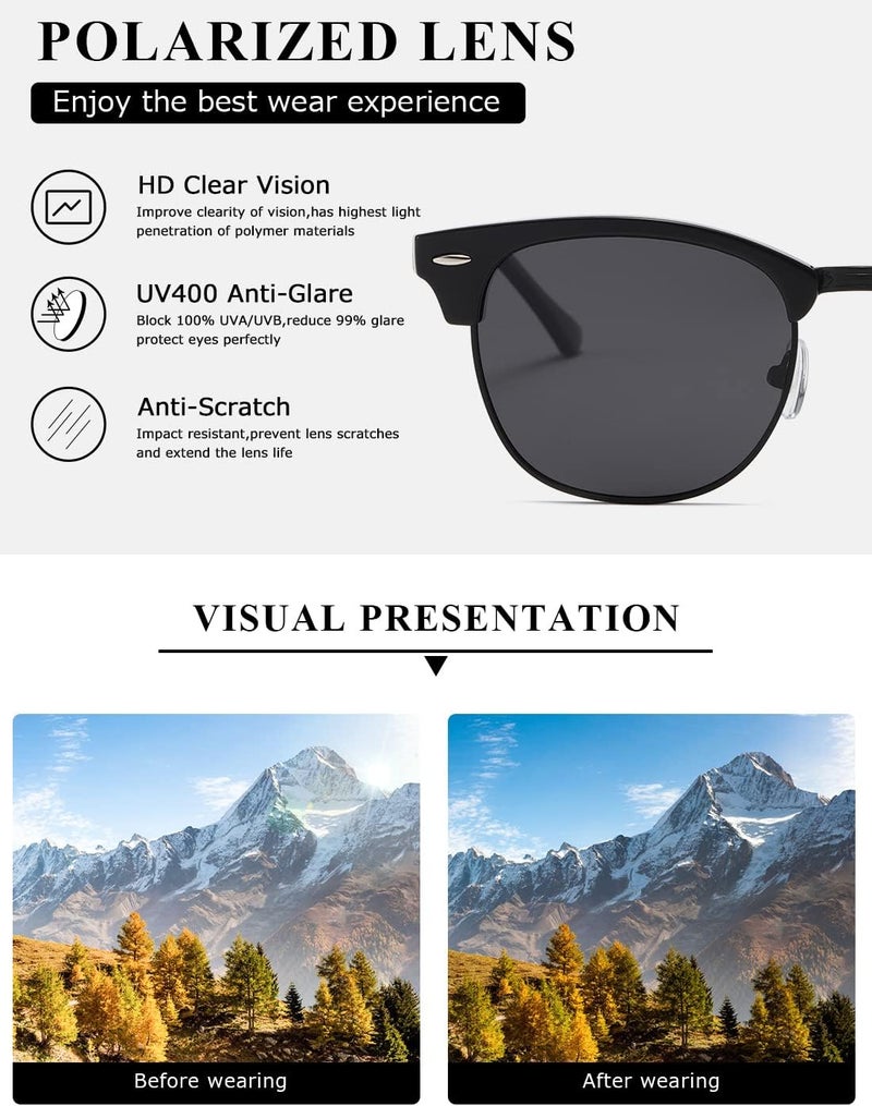 AEVOGUE Polarized Sunglasses For Women And Men Semi Rimless Frame Retro Sun Glasses AE0369 - Image 5