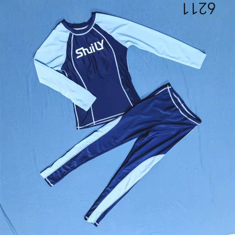 Swimsuit Women''s Conservative Fashion Split Sports Student Hot Spring Diving Suit Long Sleeve Trousers Korean-style Slim Belly Covering Swimsuit - Image 5