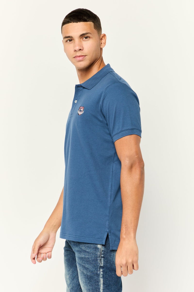 Nordland تي شيرت بولو بأكمام قصيرة بتصميم عادي للرجال بشعار العلامة التجارية، أزرق - Image 4