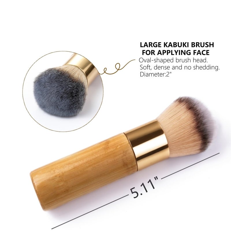 GOERTI Kabuki Self Tanner Brush Ultra Soft Kabuki Makeup Brush for Face & Body, Flawless Self Tanning Tan Applicator for Liquid Cream Powder Foundation, Bronzer, Tanning Mousse & Shimmer Glow - Bamboo Handle - Image 2