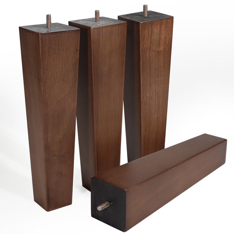 WEKIS Solid Oak Wood Furniture Legs, 12 Inch, Brown Oak Wood, Set of 4, Square, Mid-Century, Natural, Multipurpose, Screw-In, Couch, Sofa, Cabinet, Bench, Bed, Indoor Furniture Upgrades - Image 1