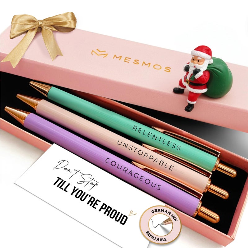 MESMOS Fancy Pen Set - Inspirational Gifts for Women, Office Motivational Writing Pens for Boss Lady, Unique Click Pens for Servers and Promotions - Image 1