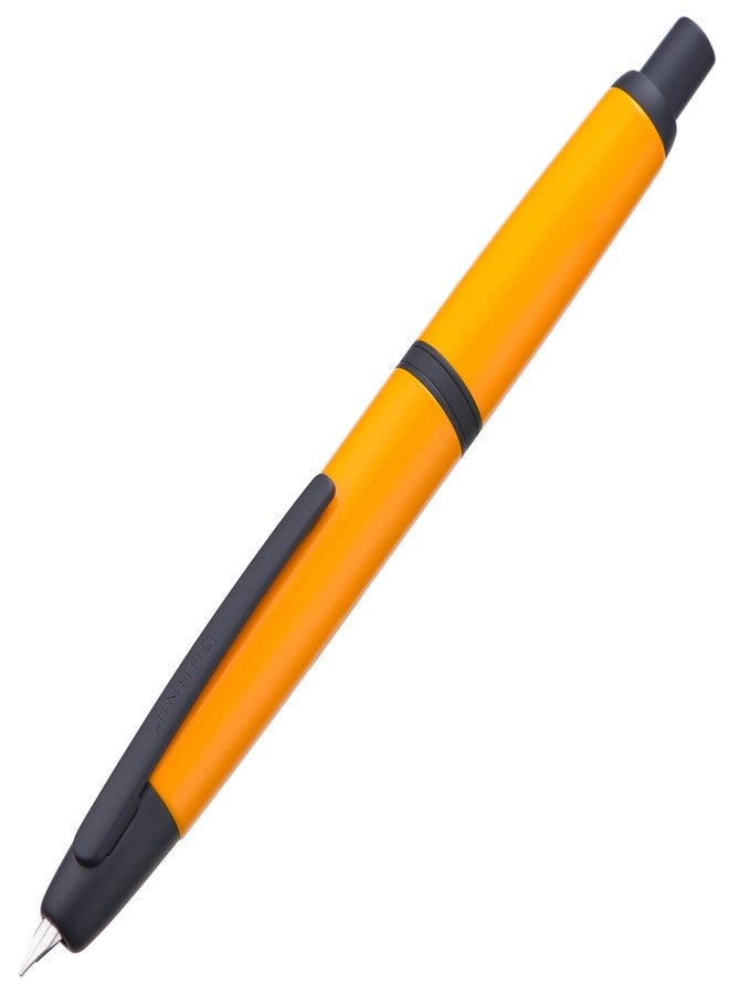 Wikult Jinhao 10 Press Fountain Pen with Box, Orange Retractable Extra Fine Nib with Ink Converter Set (Black Clip) - Image 2