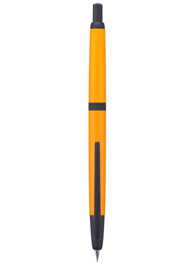 Wikult Jinhao 10 Press Fountain Pen with Box, Orange Retractable Extra Fine Nib with Ink Converter Set (Black Clip) - Image 1