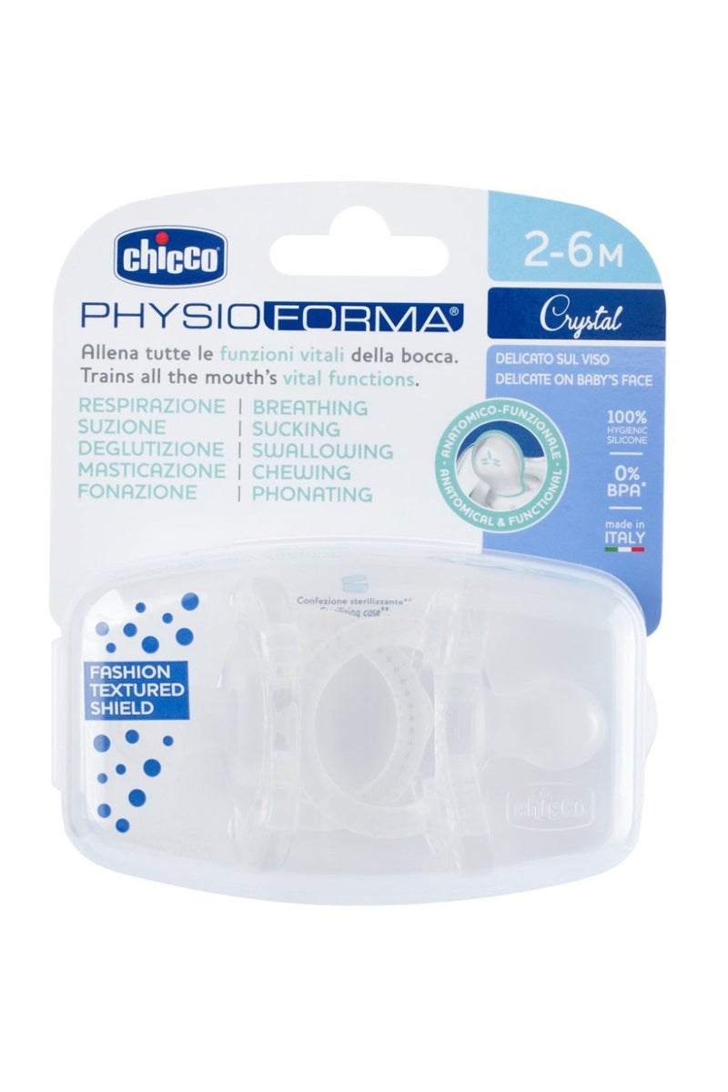 Chicco Physioforma Crystal Soft Silicone Soother 2-6m (2 pcs), Transparent - Image 2