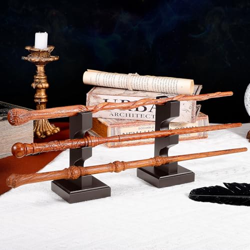 ChampWe Wizard Wand Display Stand Wooden Magic Wands Holder 3 Tiered for Collection Brown - Image 4