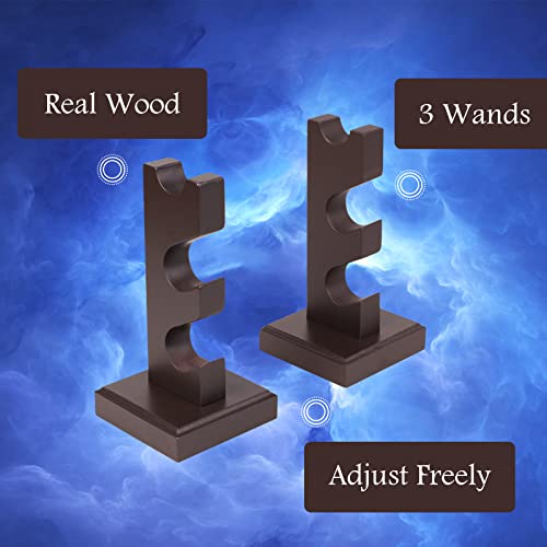 ChampWe Wizard Wand Display Stand Wooden Magic Wands Holder 3 Tiered for Collection Brown - Image 3