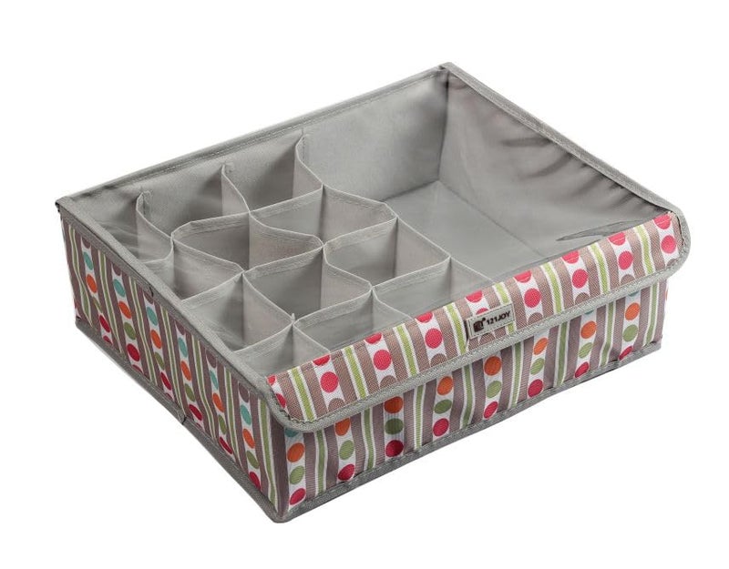 FLYNGO Innerwear Organizer 16+1 Compartment Non-Smell Non Woven Foldable Fabric Storage Box for Closet (Grey), Clothing - Image 1