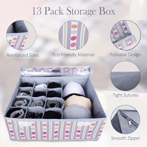FLYNGO Innerwear Organizer 16+1 Compartment Non-Smell Non Woven Foldable Fabric Storage Box for Closet (Grey), Clothing - Image 3
