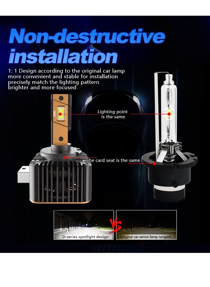 DXB-C Falcon D3 120W 12000LM 6500K LED Car Headlights 300% Brightness 6500K Cool White Bulb High Beam and Low - Image 5