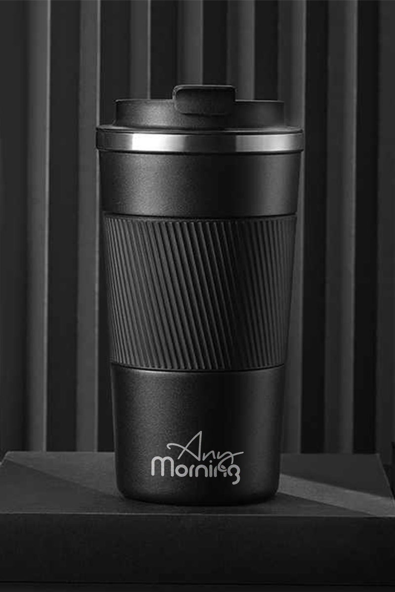 آني مورننغ كوب قهوة معزول بالتفريغ الهوائي بسعة 500 مل، مصنوع من الفولاذ المقاوم للصدأ مزدوج الطبقة، مزوّد بمقبض سيليكون مانع للانزلاق، غطاء مانع للتسرب، كوب ترمس يحافظ على المشروبات ساخنة وباردة. - Image 3