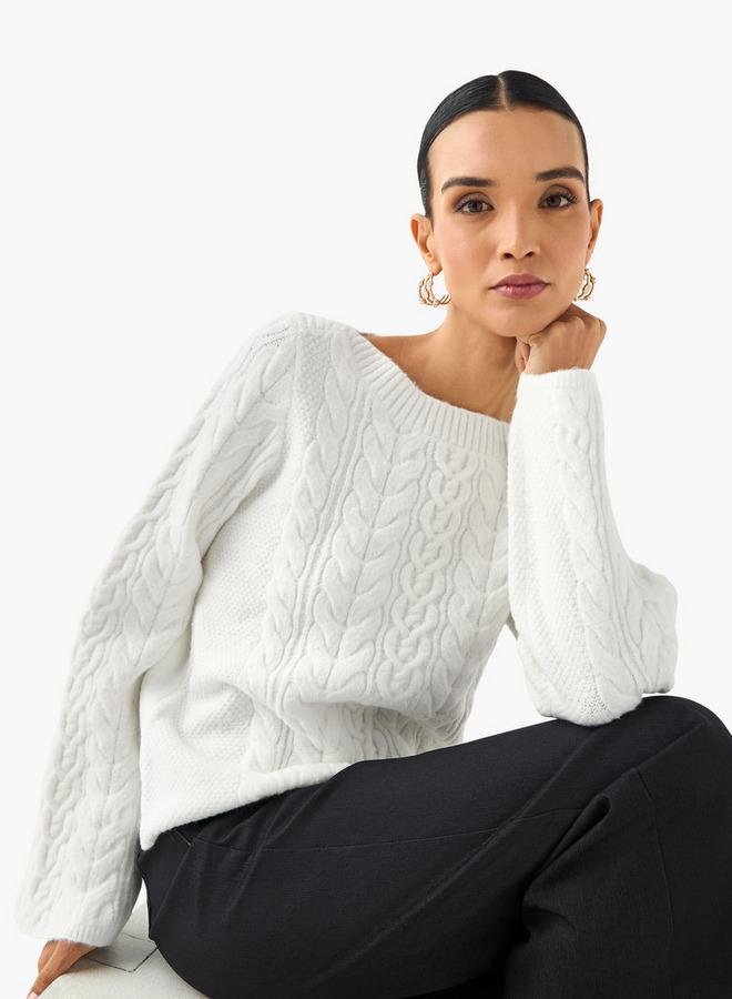 Iconic Regular Fit Cable Knit Crew Neck Sweater - Image 1