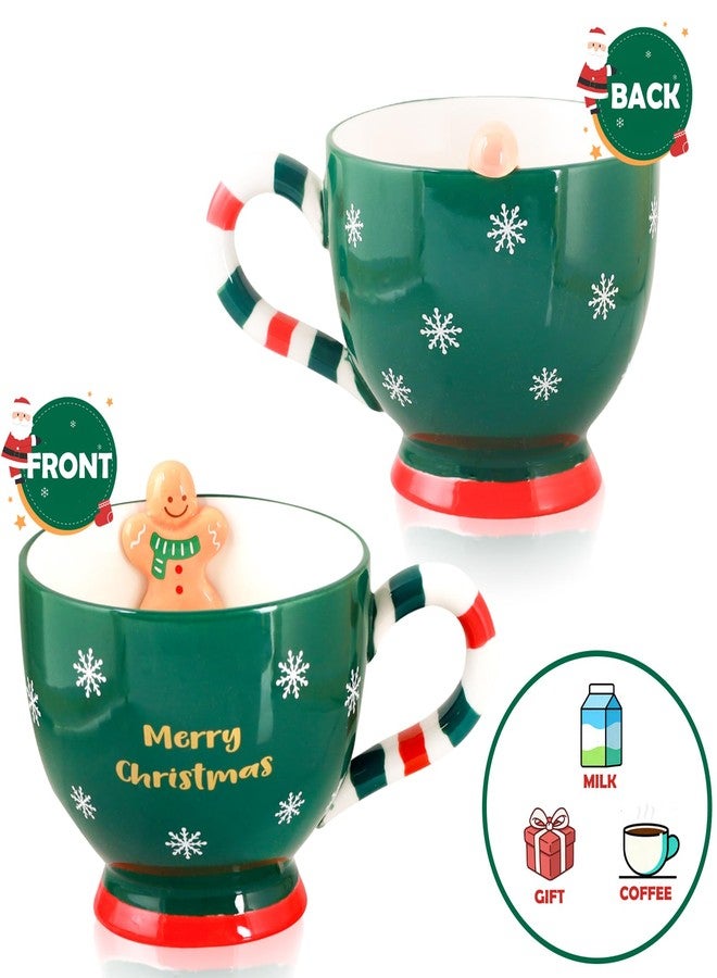FYXMI Gingerbread Mug, 16 oz Ceramic Christmas Cup Cute Christmas Gift for Coffee, Tea, Hot Chocolate, Water, Microwave & Dishwasher Safe (Green) - Image 4