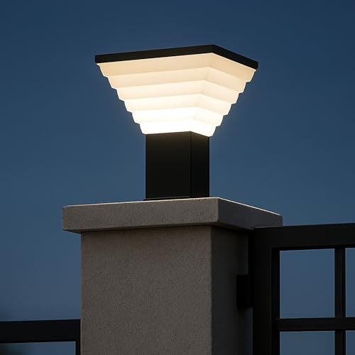 WHITERAY Metal and Polycarbonate Gate Light Waterproof Pillar Lamp Outdoor Decor Garden Lighting Pole Mount Exterior Fixture for Home Entrance Patio Compound Boundary (Bulb Not Included) - Image 1