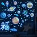 Robmoda Watercolor Solar System Wall Decals Glow in The Dark Stars Kids Planets Sticker for Ceiling Astronaut Wall Stickers for Bedroom Blue - Image 2