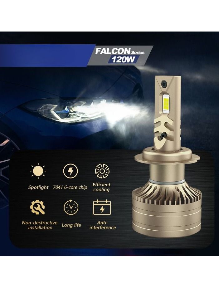 DXB-C Falcon 9006/HB4 LED Car Headlight Bulbs, 120W 12000LM 300% Extremely Bright Light, 6500K Cool White LED Bulb for Low Beam and High Beam Headlights, Plug and Play, IP68 - Pack of 2 - Image 4