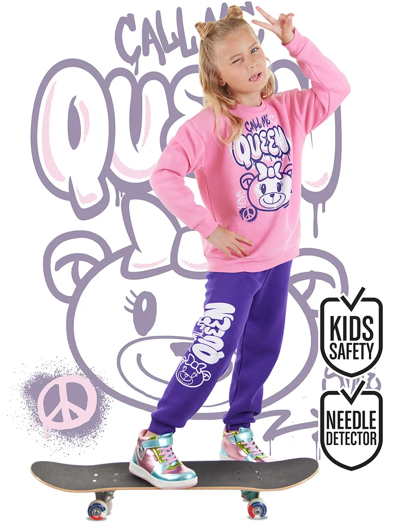 دينوكيدس بدلة رياضية للبنات بتصميم دب ملكة