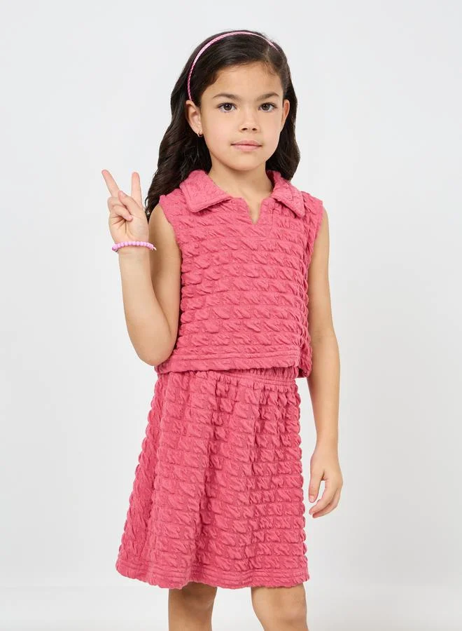 ستايلي Textured Lightweight Crop Top & Skirt Set