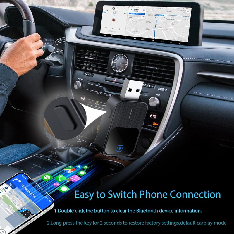 حوامل لاسلكي CarPlay و Android Auto 2 في 1، حوامل Android Auto لاسلكي متطور 2025 مع واي فاي 5 جيجاهز وبلوتوث سريع ومستقر لأيفون iOS 12+/ أندرويد 11+ - Image 3