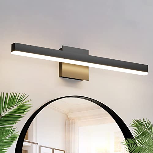 Aipsun 23.6 inch Modern Black Vanity Light LED Bathroom Vanity Light Fixtures Black Wall Light for Bathroom (Warm White 3000K) - Image 1